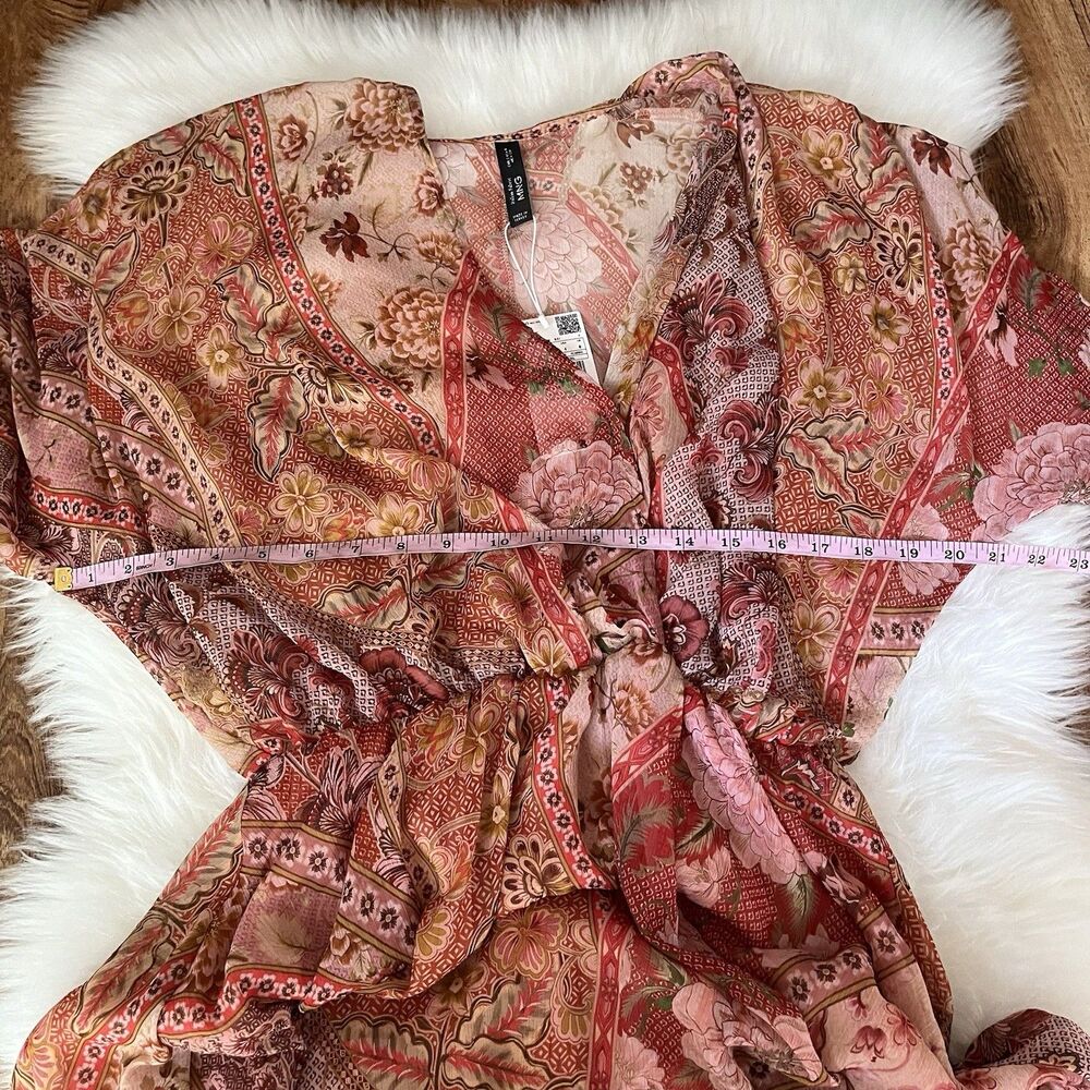 Mango Floral Chiffon Dress Coastal Cowgirl Western Flowy Boho Whimsical S NWT - Picture 3 of 7